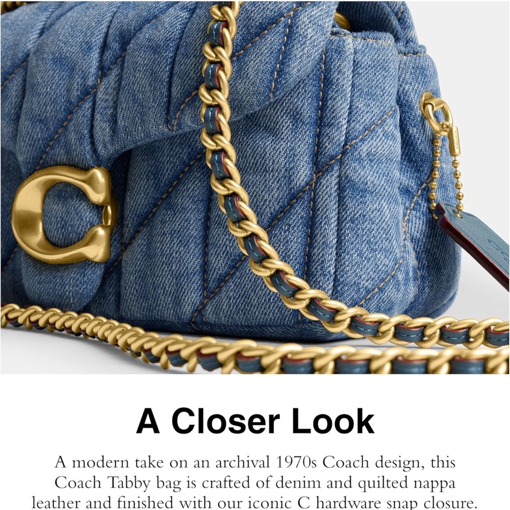 New Coach Denim Tabby Shoulder Bag 20 - Picture 5 of 10